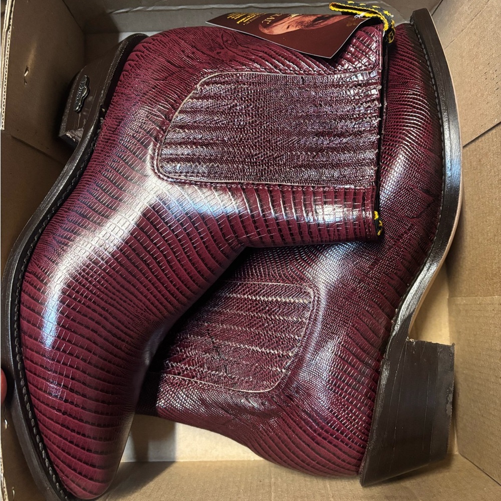 El General Burgundy Leather Ankle Boots - Picture 2 of 2